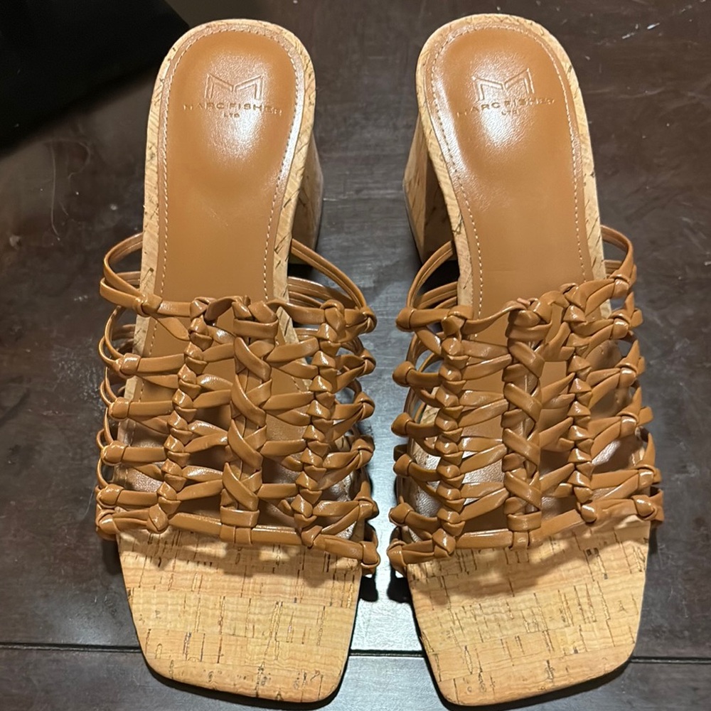 Marc Fisher Woven Tan Heeled Sandals